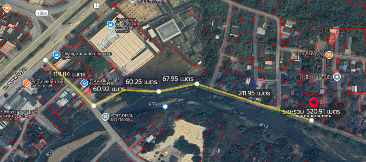 For SaleLandChiang Rai : Land next to the river Chiang Rai Province, Mueang District, Chiang Rai / 88 Sq.wah (For Sale), Riverside Land Mueang Chiang Rai / 88 Sq.wah (FOR SALE) TPM378