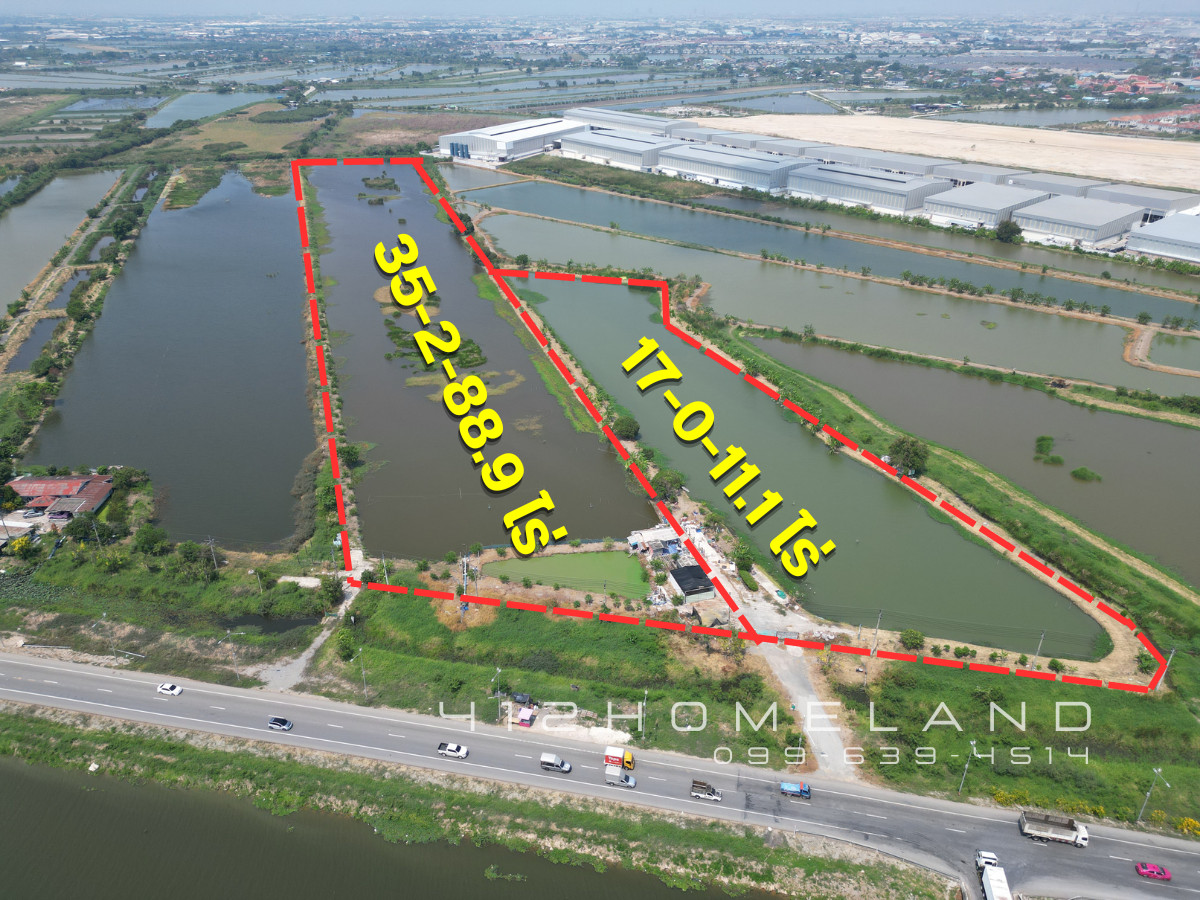For SaleLandSamut Prakan,Samrong : Land for sale 52-3-0 rai, purple layout, Bang Phli Next to Suvarnabhumi Water Canal Suitable for factory development / Logistics Hub