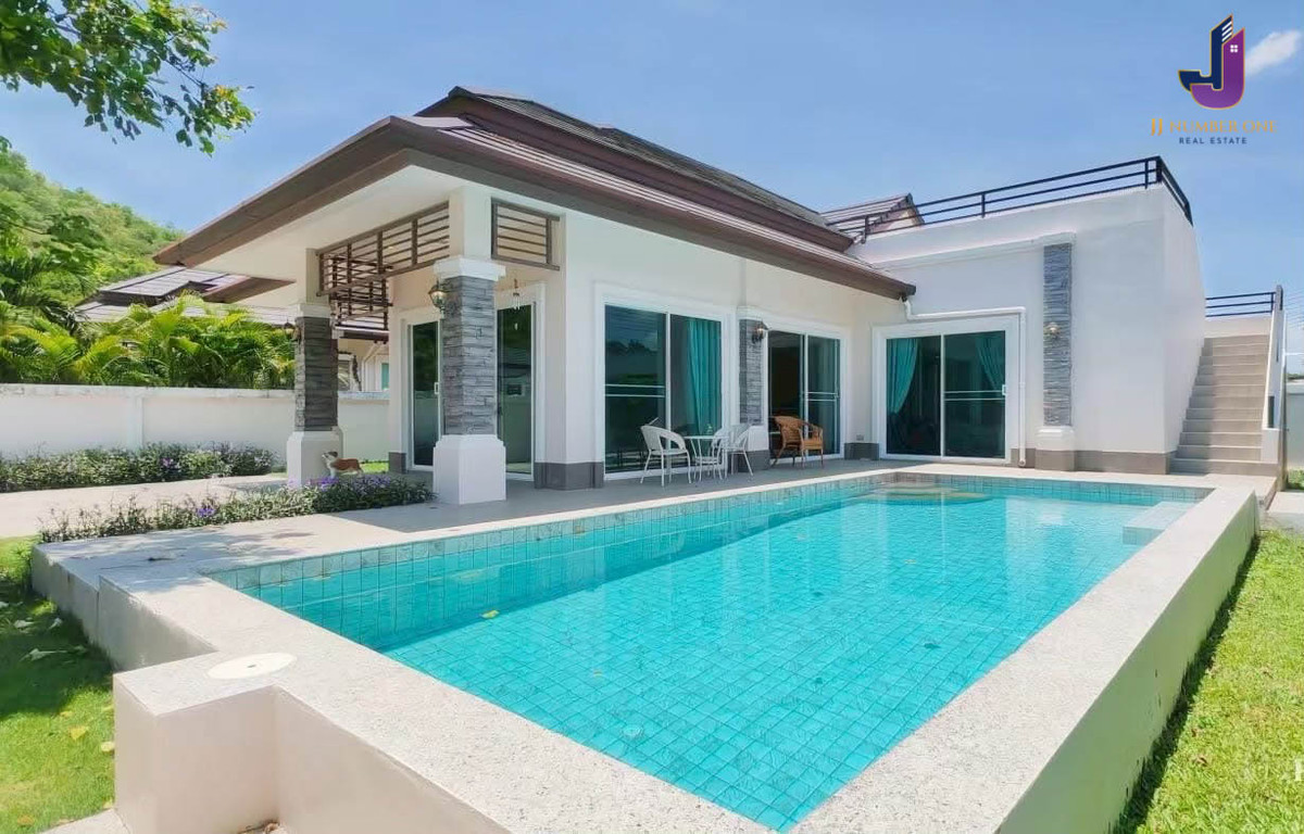 For SaleHouseHuahin, Prachuap Khiri Khan, Pran Buri : 🔥 Pool villa for sale in Hua Hin, mountain view + private pool, corner unit, very good atmosphere!  Who is looking for a vacation home? Or buy and rent, tell me, 