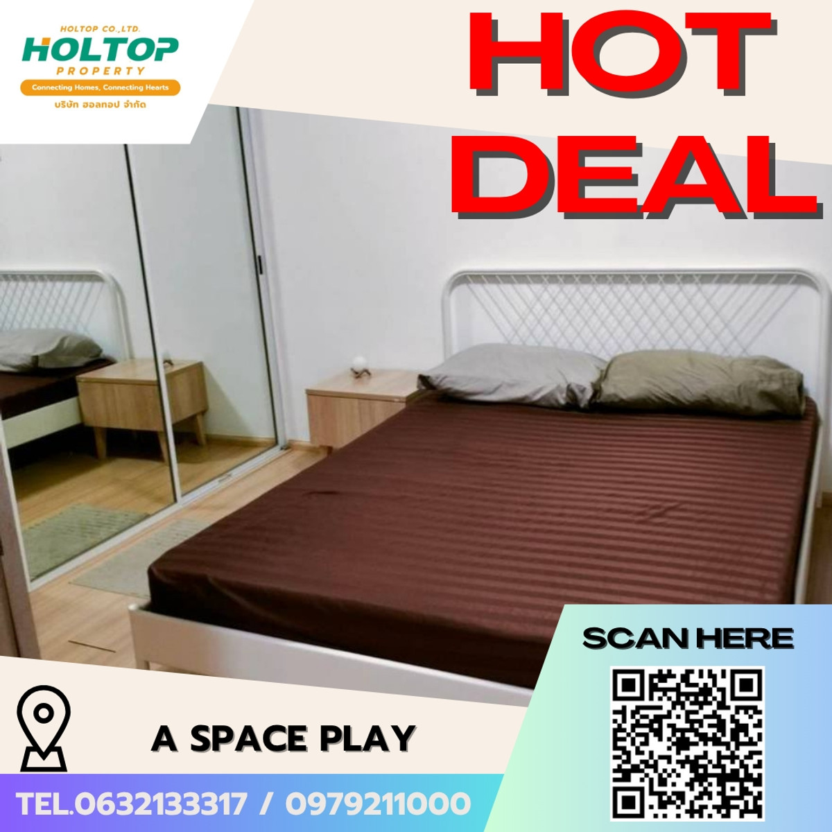 ให้เช่าคอนโดรัชดา ห้วยขวาง : #E317🎉010469 ให้เช่าคอนโด A Space Play