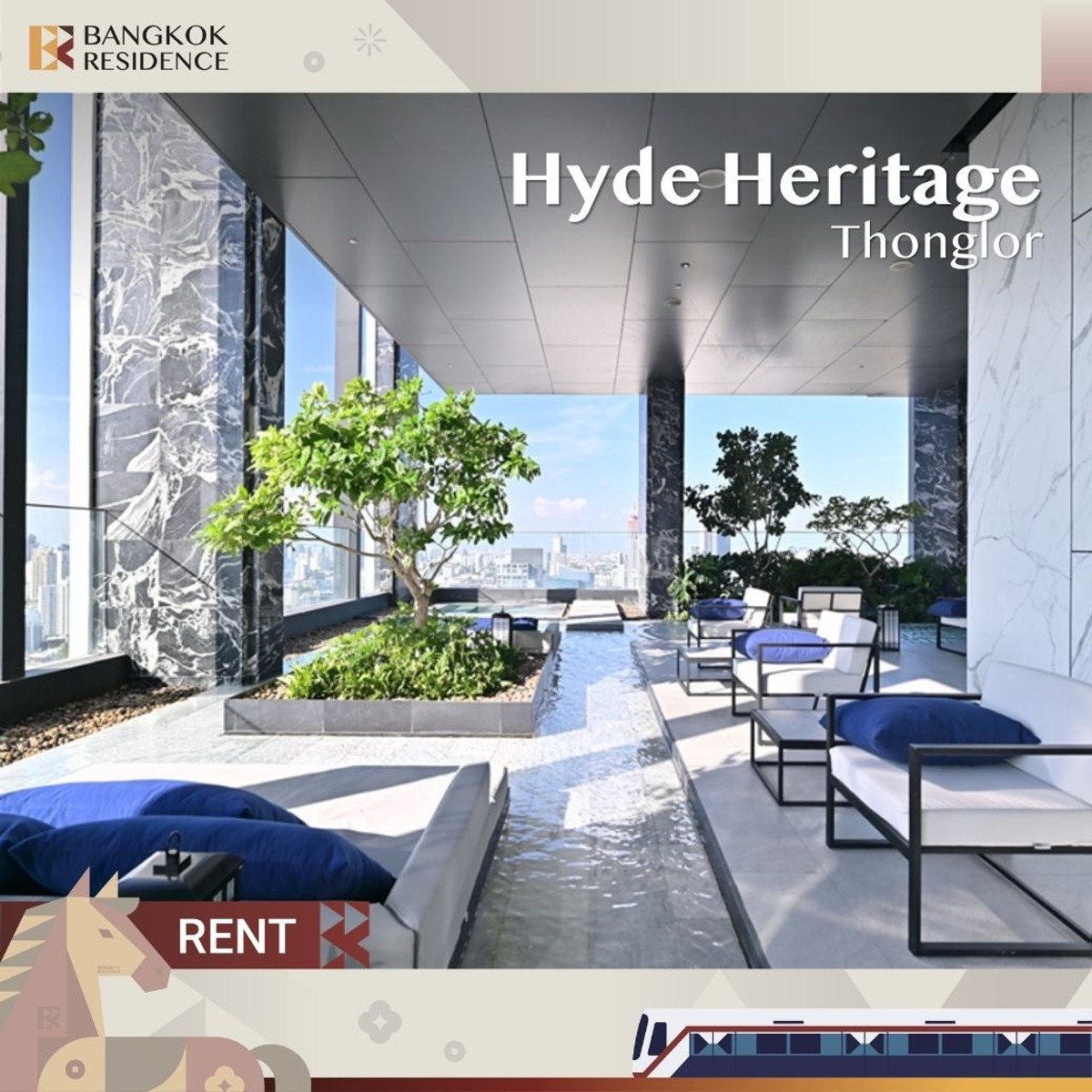 ให้เช่าคอนโดสุขุมวิท อโศก ทองหล่อ :  Hyde Heritage Thonglor 💎Spacious room in the heart of Thonglor’s lifestyle  🌠 