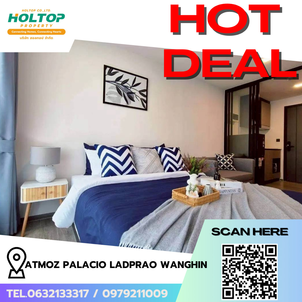 For RentCondoKasetsart, Ratchayothin : #L229🎉 40469 Condo for rent Atmoz Palacio Ladprao Wanghin