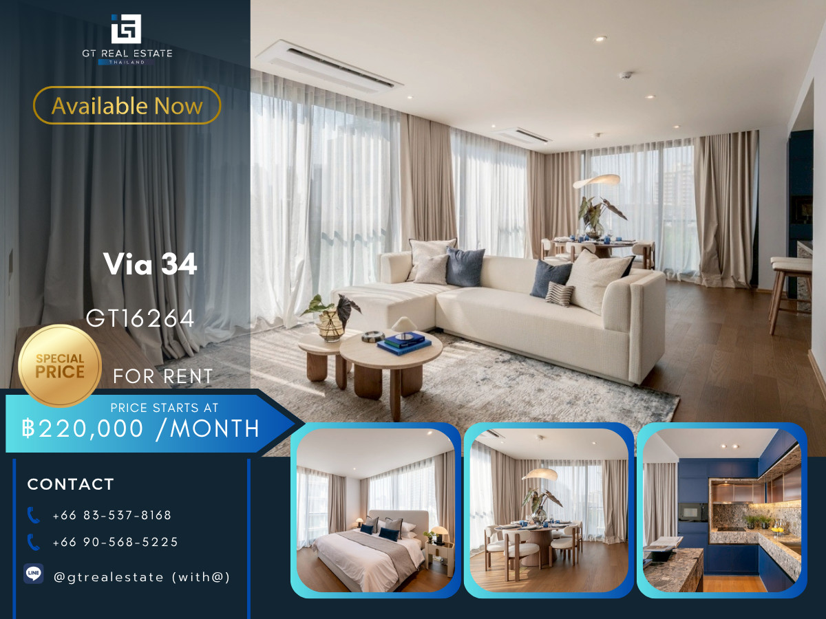 For RentCondoSukhumvit, Asoke, Thonglor : ✨ GT16264 | Luxury low rise condo Via 34, convenient travel, near BTS, shuttle available, beautifully decorated room - luxurious. Fully furnished, ready to move in!!