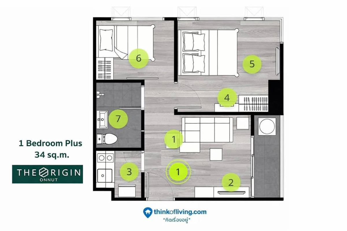 For RentCondoOnnut, Udomsuk : Condo for rent The Origin Onnut 2 bedrooms (Rt-01)