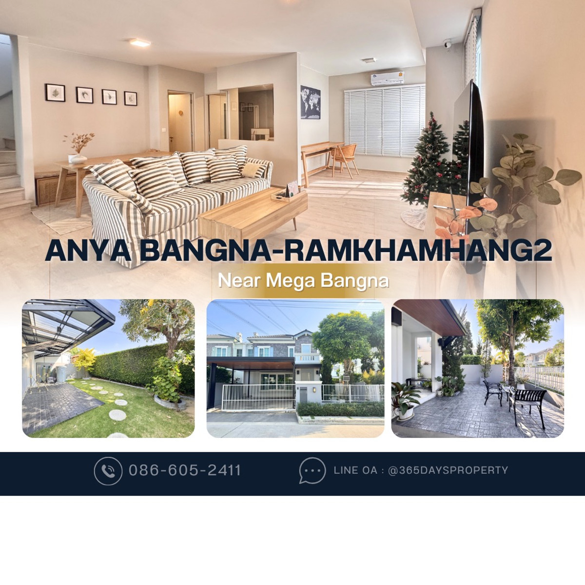 ให้เช่าบางนา แบริ่ง ลาซาล : 💥ForRent💥Anya Bangna-Ramkhamhang 2 🏡 Near Mega Bangna‼️Private Garden 🌳 Fully furnished 🌟Ready to move in 🌟