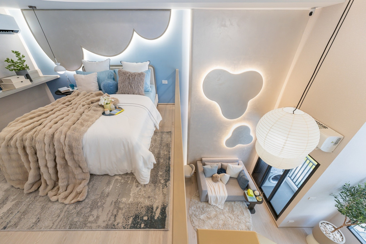 For SaleCondoKasetsart, Ratchayothin : [RARE ITEM 21st floor] Loft, ceiling height 4.7 meters, next to BTS Bang Bua 0 meters! COBE Kaset-Sripatum, new room, beautiful view, central area, 24 hrs.