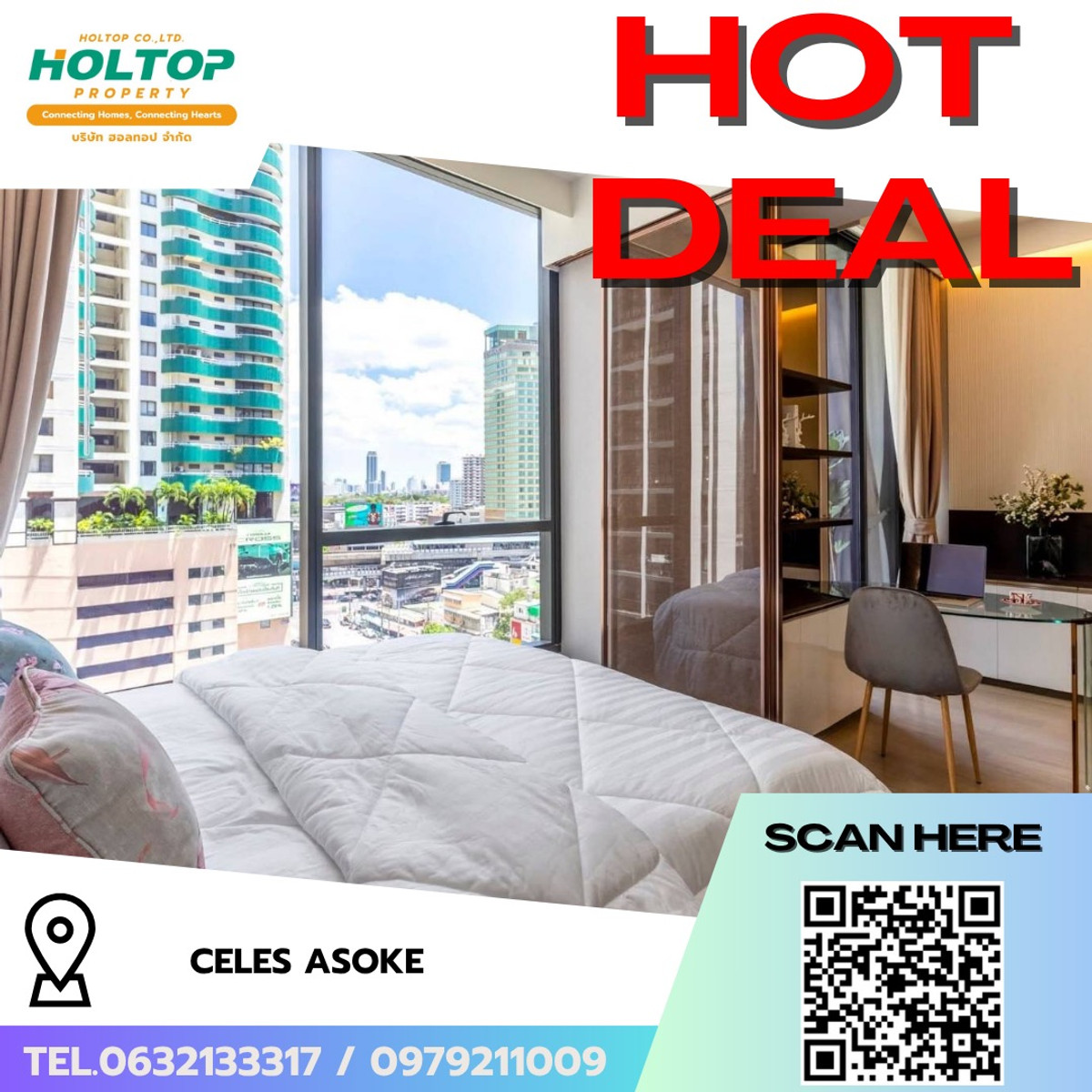 ให้เช่าคอนโดสุขุมวิท อโศก ทองหล่อ : #R9764 🎉 280369 ให้เช่าคอนโด Celes Asoke
(รหัสเดิม R3285)