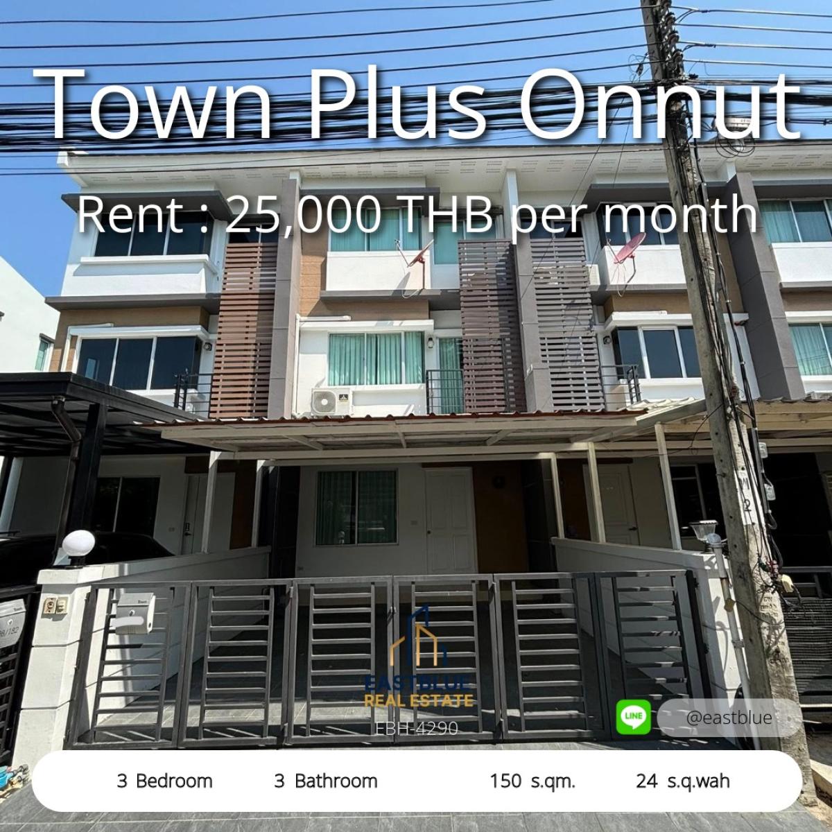 For RentTownhomeLadkrabang, Suwannaphum Airport : 24/03/2026, 3-story townhome for rent, Town Plus On Nut, fully furnished, near Robinson Lat Krabang. 
Live comfortably near Suvarnabhumi Airport, starting at only 25,000 baht/month 0642748883