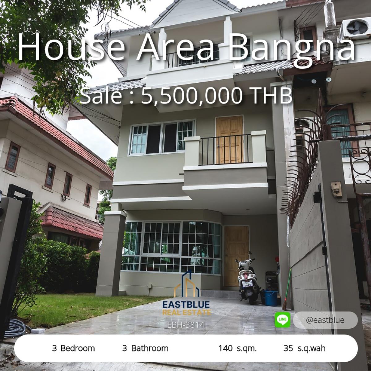 For SaleTownhomeBangna, Bearing, Lasalle : 24/03/2026, Corner townhome, newly renovated, near BTS Udomsuk. 
Wide area, 3 bedrooms, 3 bathrooms, fully furnished, only 5.5 million! 0642748883