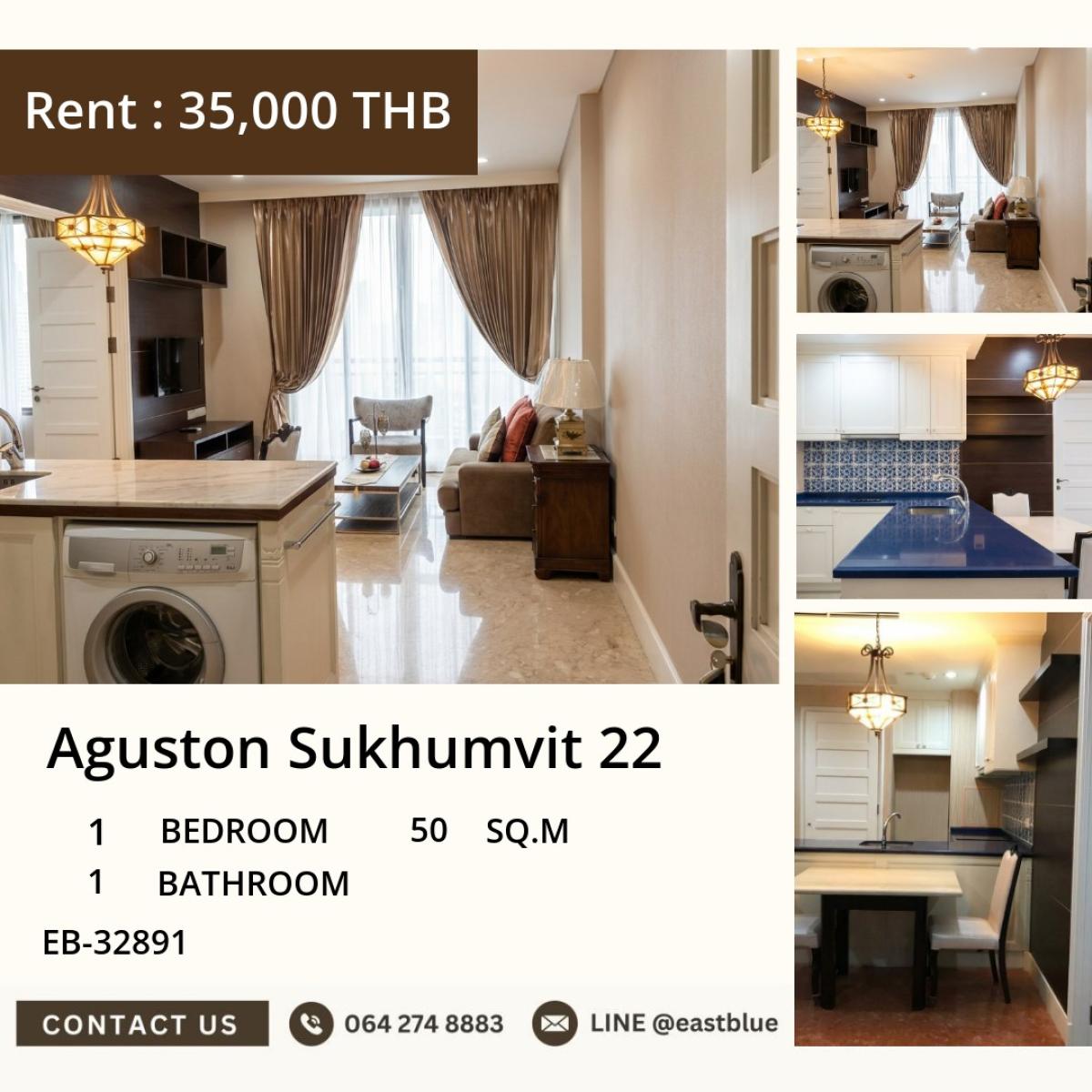 For RentCondoSukhumvit, Asoke, Thonglor : 24/03/2026, Beautiful room 1 bedroom Aguston Sukhumvit 22 in the heart of Phrom Phong
Rent 35,000 baht/month with full facilities included! 0642748883
