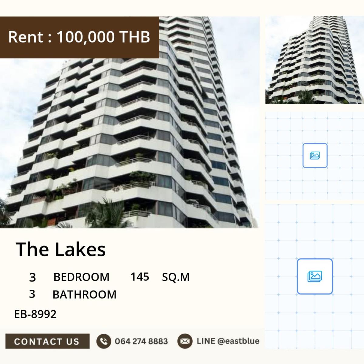 ให้เช่าคอนโดสุขุมวิท อโศก ทองหล่อ : 30/03/2026, Luxury 3-Bed Condo at The Lakes – Prime Asoke Sukhumvit Location! 
Spacious 145 sqm, Near Em Quartier, Only 100,000 THB/month! 0642748883