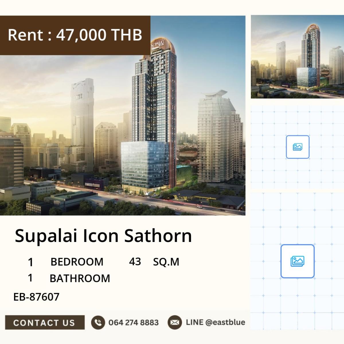 For RentCondoSathorn, Narathiwat : 30/03/2026, Rent a 1-bedroom condo at Supalai Icon Sathorn in the city center with a beautiful view and complete facilities!
Only 47,000 baht/month, close to BTS Lumpini, easy to travel! 0642748883