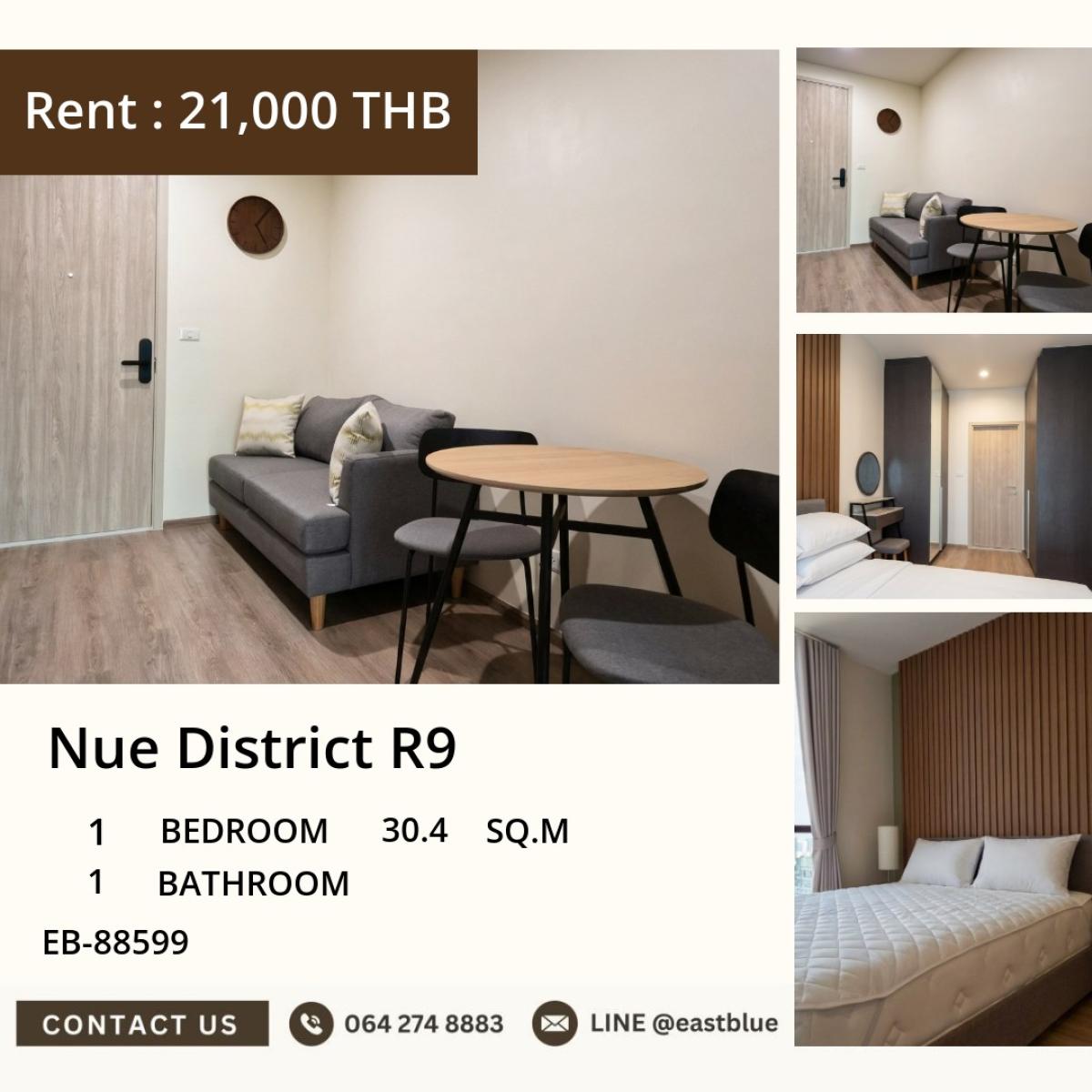 For RentCondoRama9, Petchburi, RCA : 30/03/2026, Rent a condo Nue District R9 1 bedroom near BTS Rama 9
with complete facilities, free! Special price 21,000 baht/month 0642748883