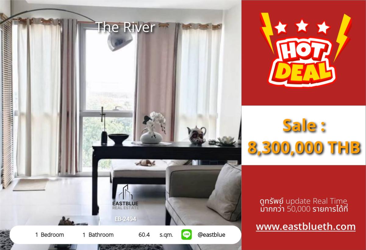 For SaleCondoWongwianyai, Charoennakor : 03/04/2026, Stunning river view! The River 1 bedroom with a 50-meter swimming pool
Close to BTS Saphan Taksin for only 8.3 million! 0642748883