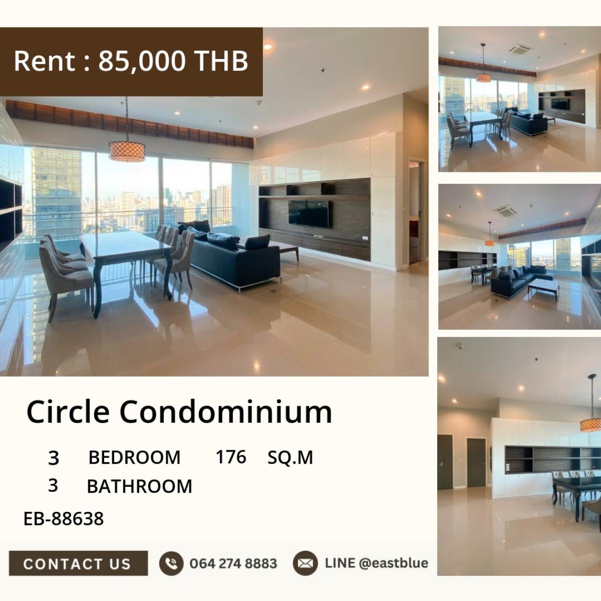 For SaleCondoRama9, Petchburi, RCA : 03/04/2026, Luxurious spacious 3-bedroom Circle Condominium in the heart of Phetchaburi
For sale at 25.5 million or rent for only 85,000 baht/month with complete amenities! 0642748883