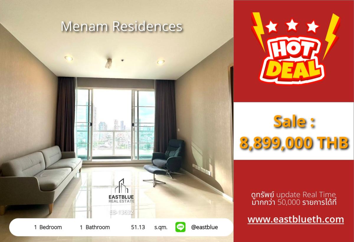 For SaleCondoSathorn, Narathiwat : 03/04/2026, Menam Residences 1 bedroom near BTS Taksin Bridge
Luxury living in a 51 sqm condo with premium amenities! 0642748883