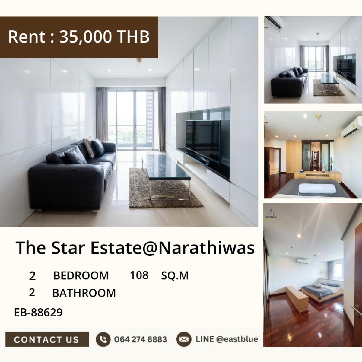 For RentCondoSathorn, Narathiwat : 03/04/2026, Luxury condo with 2 bedrooms, large size of 108 sq.m., near BTS Chong Nonsi
For rent at only 35,000 baht/month at The Star Estate@Narathiwas! 0642748883