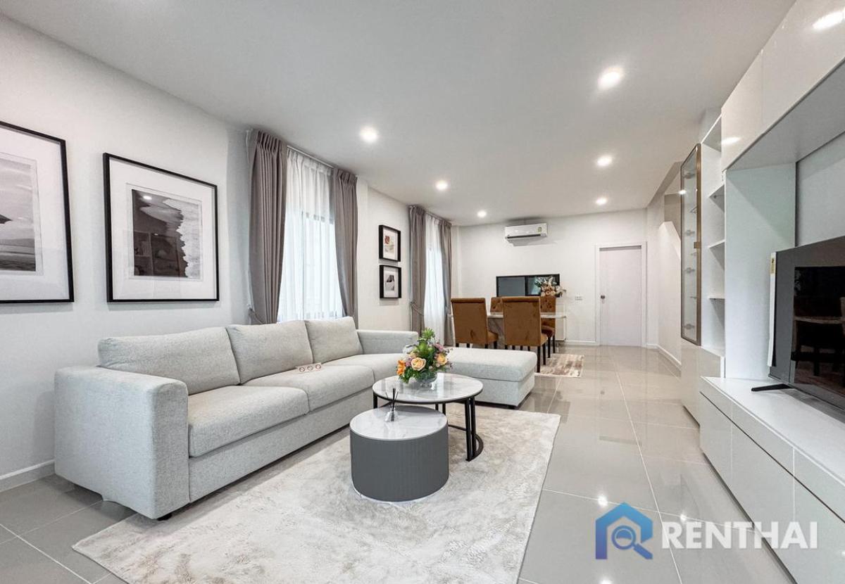 For SaleHousePattaya, Bangsaen, Chonburi : Twin house, 2-storey, Modern Tropical style with a bright and airy design, fully furnished.