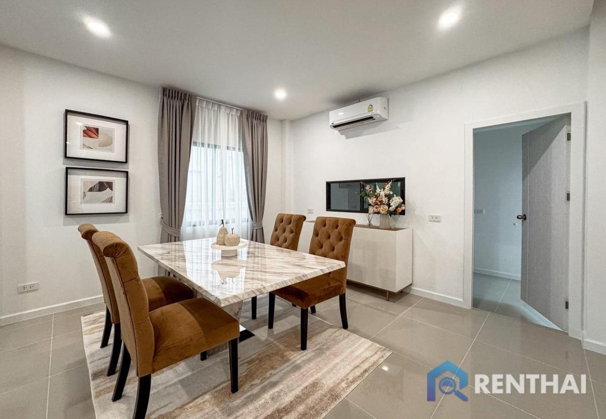 For SaleHousePattaya, Bangsaen, Chonburi : Twin house, 2-storey, Modern Tropical style with a bright and airy design, fully furnished.