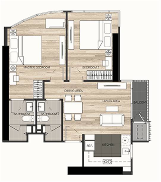 For RentCondoSapankwai,Jatujak : The Line Jatujak, 2 bedrooms, 2 bathrooms, corner unit, real view, pool view, fully furnished 62.5 sqm.