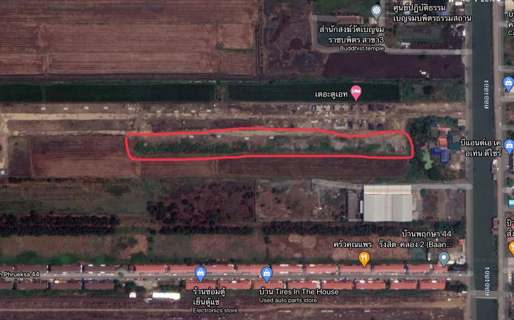 For SaleLandPathum Thani,Rangsit, Thammasat : Six rai of land for sale, Khlong Song, Rangsit, suitable for housing estates, commercial buildings, apartments, commercial buildings