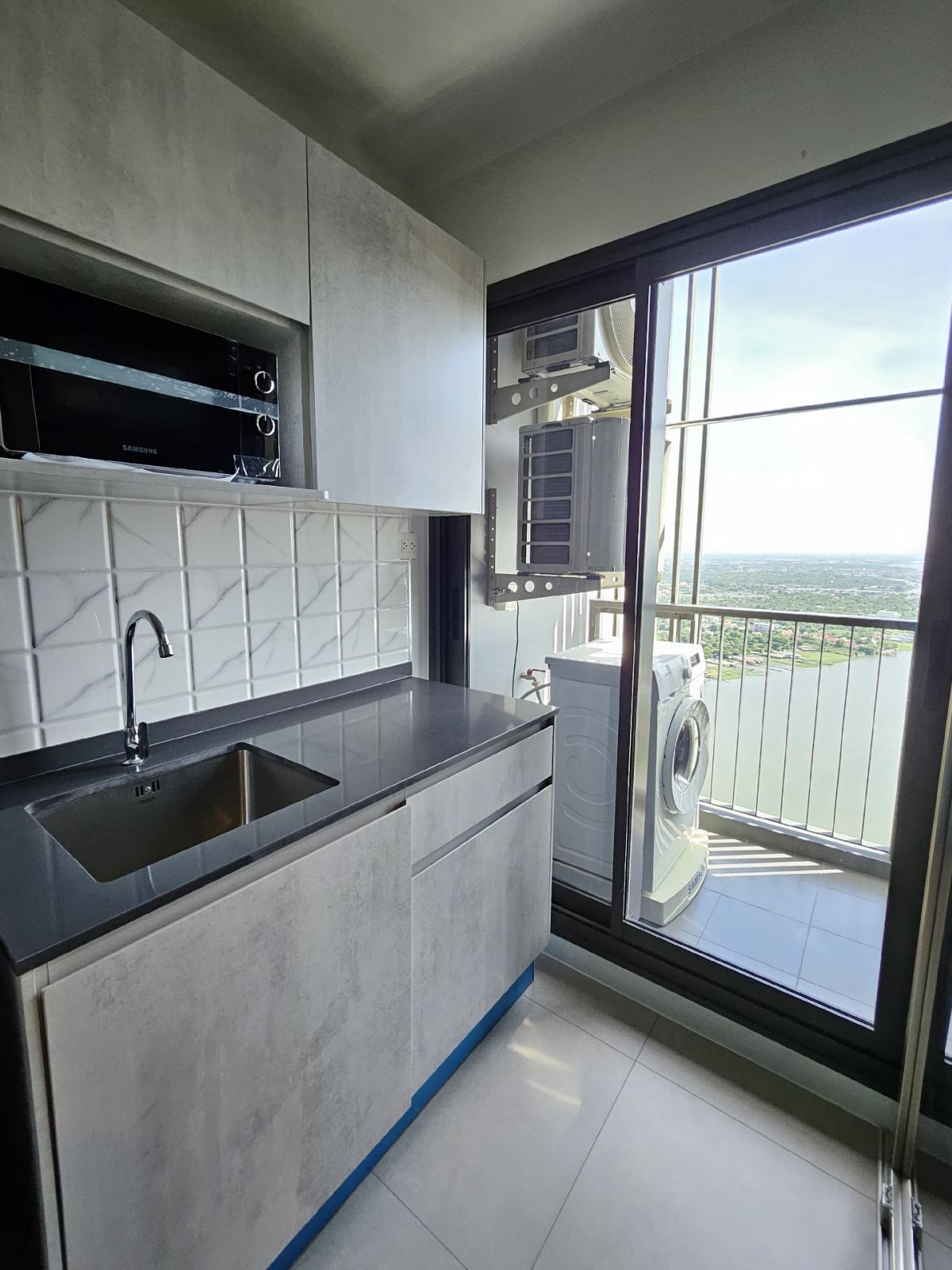 For RentCondoRattanathibet, Sanambinna : Condo for rent, Politan Aqua, 56th floor, size 31 sq m, river view, Koh Kret, beautifully decorated, ready to move in (new project)