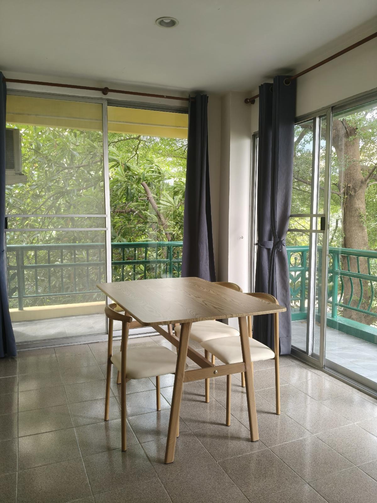 For RentCondoBangna, Bearing, Lasalle : 2 bedroom condo for rent, corner room, garden view, good price, cool wind all day Beautiful, beautiful, shady