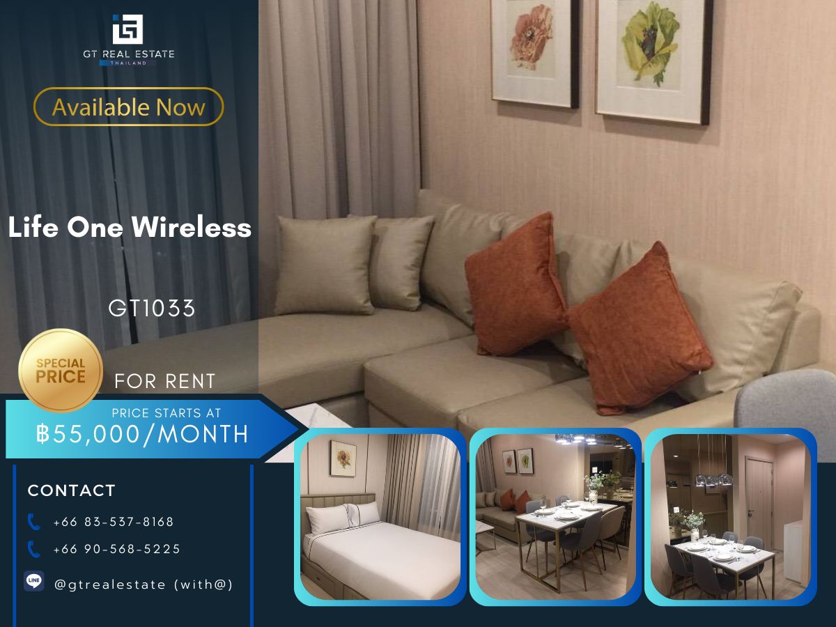 ให้เช่าคอนโดวิทยุ ชิดลม หลังสวน : ✨Life One Wireless ให้เช่า 2 ห้องนอน 63 ตร.ม. ชั้น 40 ราคา 55,000 บาท/เดือน พร้อมอยู่ใกล้BTS เพลินจิตเดินทางสะดวก!✨