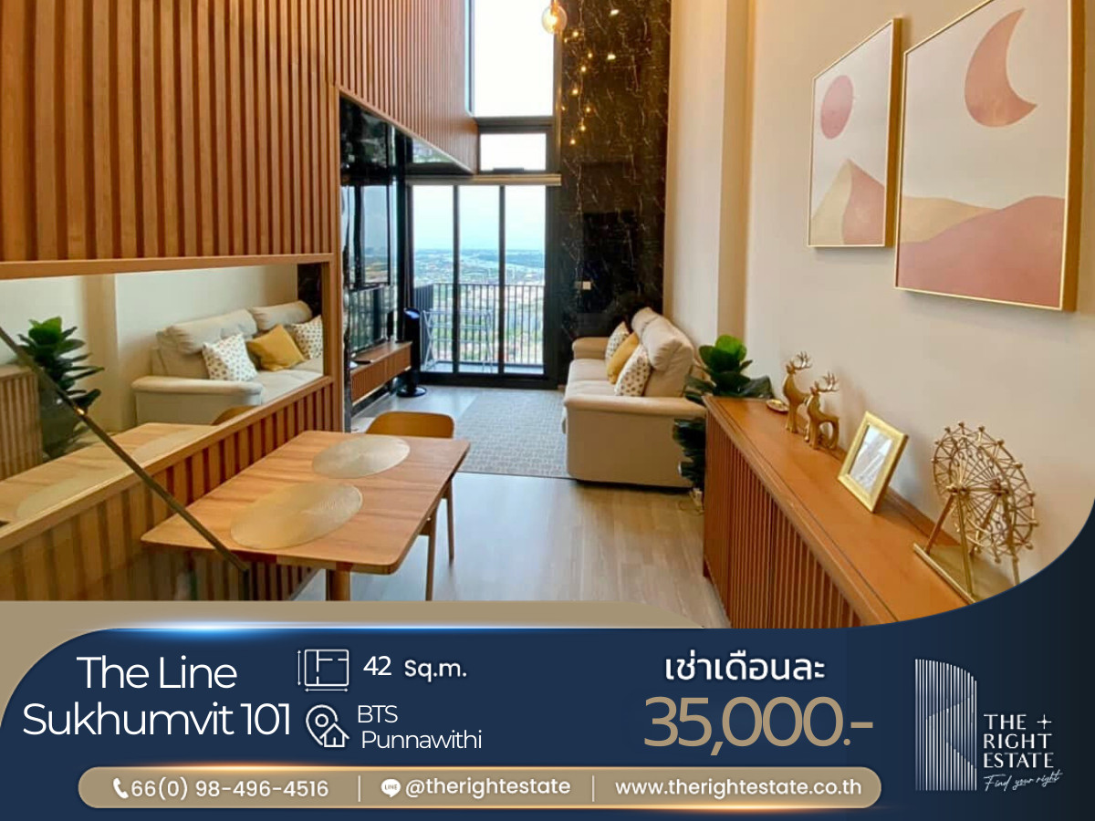 For RentCondoOnnut, Udomsuk : 🌿 THE Line Sukhumvit 101 🌿 Nice room price negotiable 🛏 1 Bed 42.50 sqm. close BTS Punnawithi