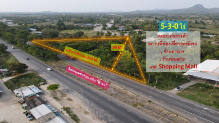 For SaleLandHuahin, Prachuap Khiri Khan, Pran Buri : Land for sale in Pran Buri District Prachuap Khiri Khan (adjacent to Petchkasem Road, 6 lanes wide) 5-3-0 rai, frontage, next to the road 212 m. #Suitable for trading tourist attraction