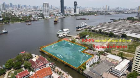For SaleLandRathburana, Suksawat : Land for sale next to the Chao Phraya River. river valley view (Suitable for building a hotel + office) 5-0-2 rai, frontage next to the river 75m. Convenient location, accessible by car and boat.