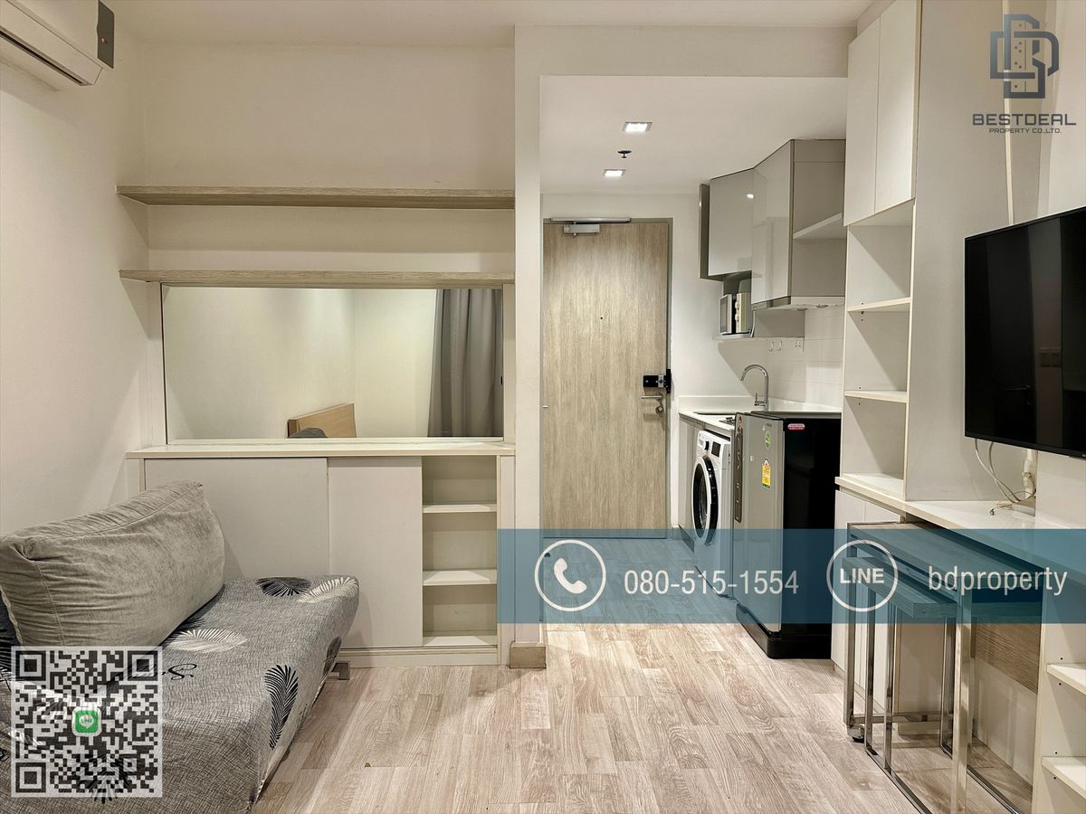 For RentCondoRama9, Petchburi, RCA : Bestdeal  FOR RENT Studio 22 sqm. Rental 12,000 THB /month CONDO “IDEO MOBI RAMA 9” Near Phraram Kao 9 MRT Station 80 meters.