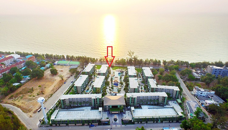 For SaleCondoCha-am Phetchaburi : Quick sale, beachfront condo near Cha Am beach, LPN, Lumpini Park Beach, Cha-am, 28 sq.m., fully furnished, building A3, sea view and large swimming pool. The best location of the project.