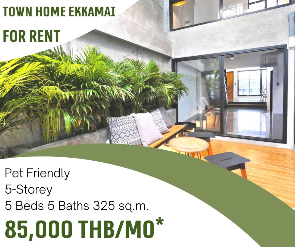 For RentTownhomeSukhumvit, Asoke, Thonglor : Loft Townhome 5 Bedrooms in Ekkamai Soi 28 Pet Friendly