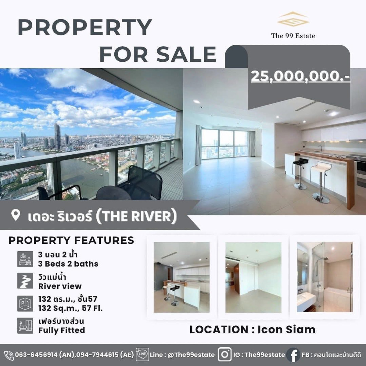 For SaleCondoWongwianyai, Charoennakor : luxury condo  the river 

river view panorama