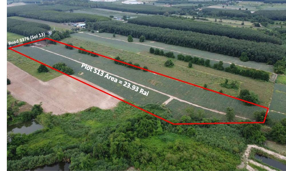For SaleLandRayong : Land for sale in the EEC area, Nikhom Phatthana District, Rayong Province, next to Route 3376.