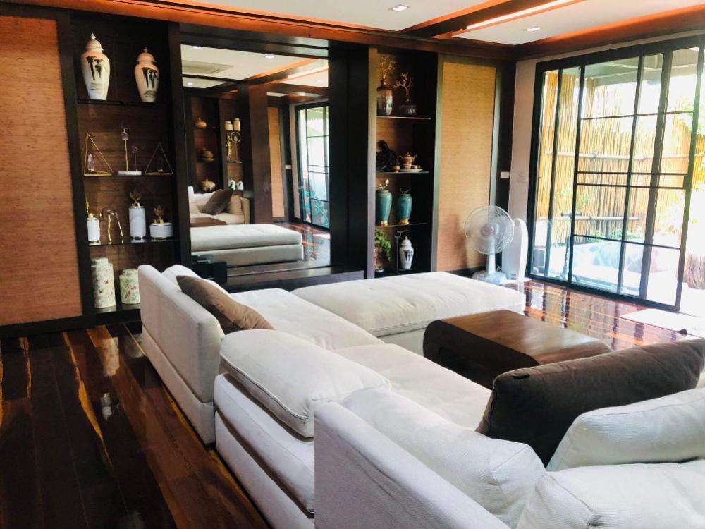 For RentTownhomeRama3 (Riverside),Satupadit : 4-storey townhome for rent, Garden House Rama3, beautiful house, garden view, peaceful, shady, decorated in Thai oriental style, real wood flooring, fully furnished.  The built-in in the back is very beautiful.