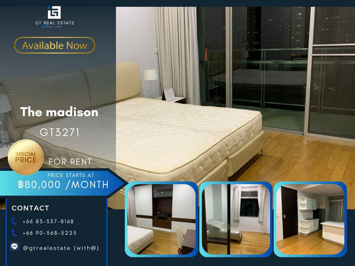 ให้เช่าคอนโดสุขุมวิท อโศก ทองหล่อ : คอนโดให้เช่า The madison เฟอร์ครบ พร้อมอยู่ !!