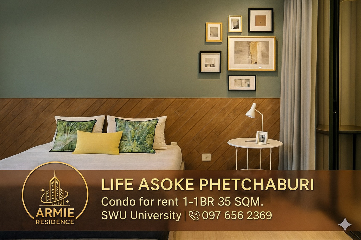 For RentCondoRama9, Petchburi, RCA : 🔥Available Now🔥Life Asoke 1-1BR 35 sqm. near SWU, beautiful room, complete electrical appliances 097-656-2369