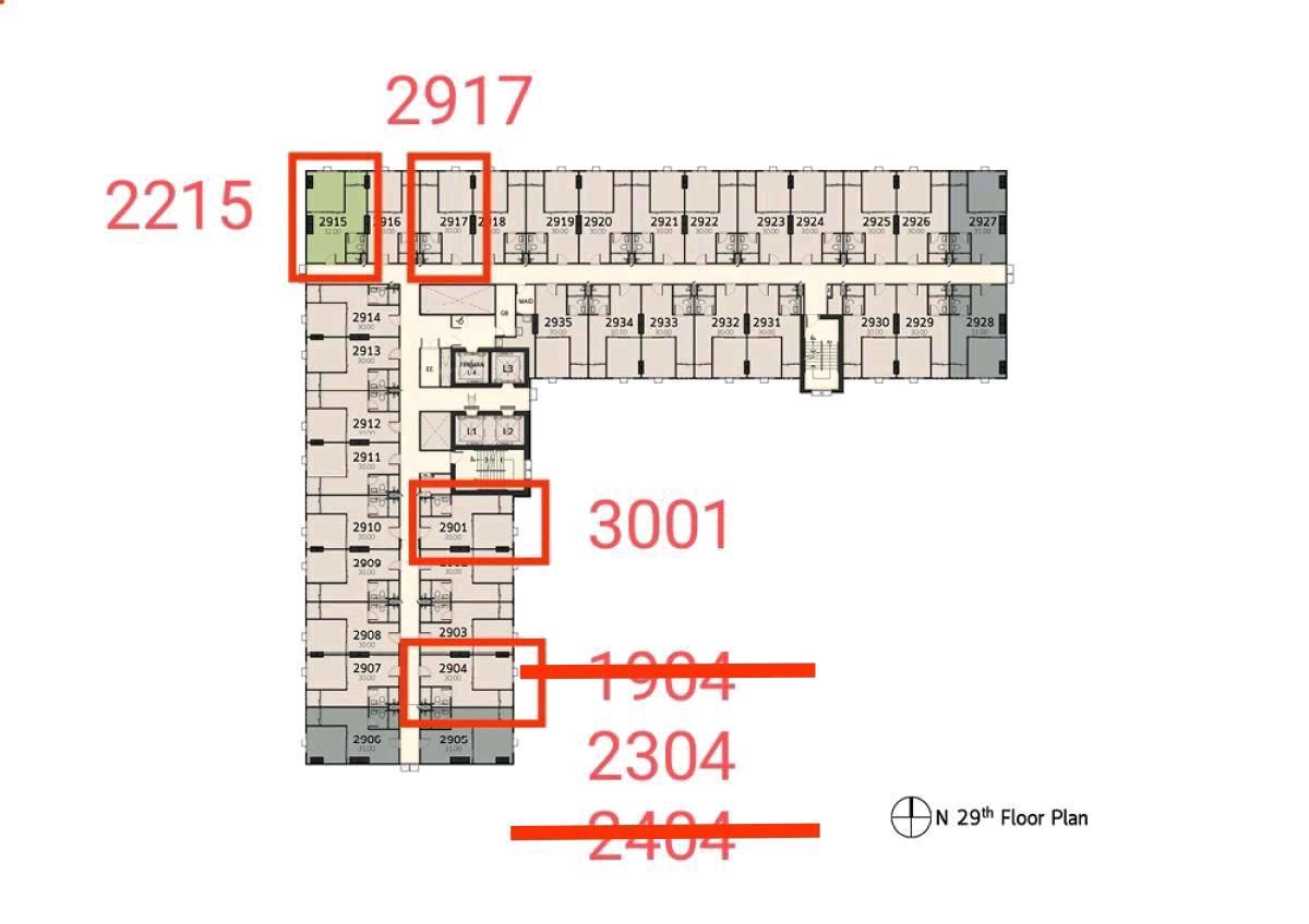 Sale DownCondoPathum Thani,Rangsit, Thammasat : Selling down payment Terra ResidenceII Phase 2, size 30, 32 sq m, north, east, position 2917,2215,3001,1904,2304,2404