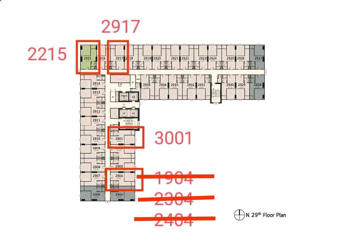 ขายดาวน์คอนโดปทุมธานี รังสิต ธรรมศาสตร์ : ขายดาวน์ Terra ResidenceII เฟส2 ขนาด 30, 32 ตรม ทิศเหนือ ตะวันออก ตำแหน่ง 2917,2215,3001