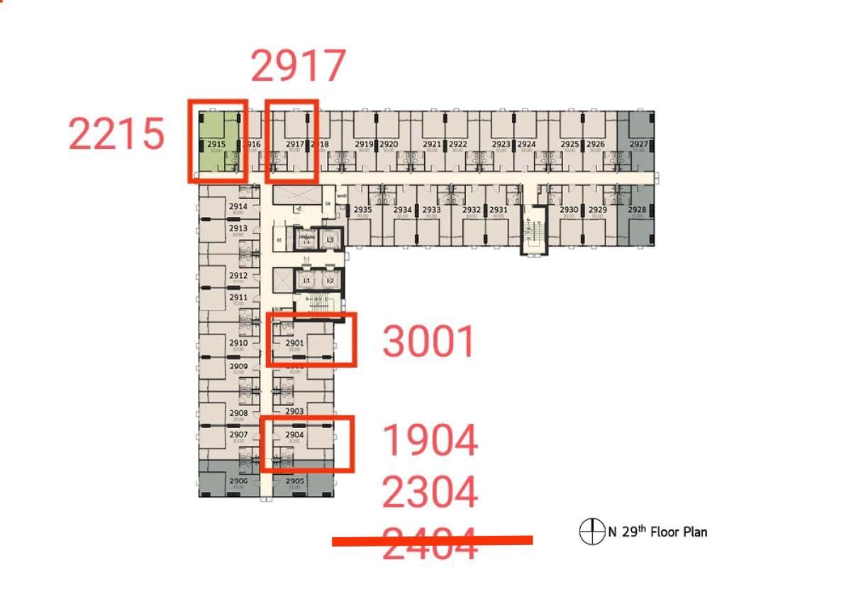ขายดาวน์คอนโดปทุมธานี รังสิต ธรรมศาสตร์ : ขายดาวน์ Terra ResidenceII เฟส2 ขนาด 30, 32 ตรม ทิศเหนือ ตะวันออก ตำแหน่ง 2917,2215,3001,1904,2304