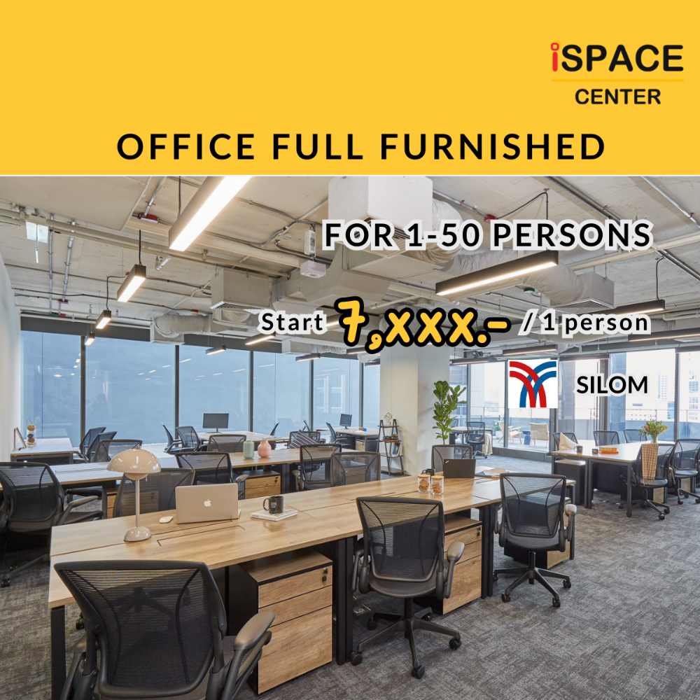 For RentOfficeSilom, Saladaeng, Bangrak : ⛳️ FREE office service at BTS Sala Daeng, MRT Silom, both FULL FURNISHED, bring your laptop to work immediately, and empty space 100-2,000 sq m. Decorate yourself in your style.
