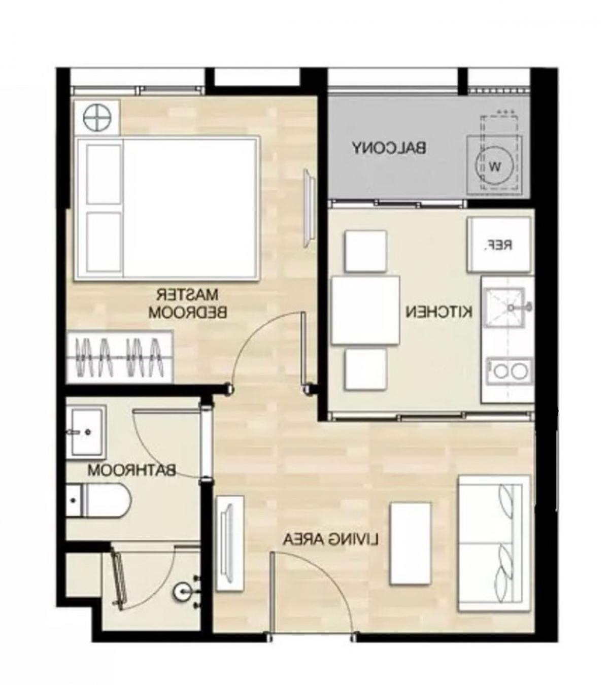 For SaleCondoOnnut, Udomsuk : 🔥Urgent sale! 𝐇𝐚𝐬𝐮 𝐇𝐚𝐮𝐬 Riverside condo 🏡 1 bedroom, 1 bathroom, 32.05 sq m, 2nd floor, North facing, very good condition! Built-in throughout the room! 🔥Only 6 million!🔥