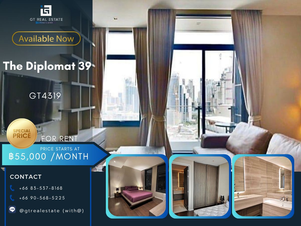 ให้เช่าคอนโดสุขุมวิท อโศก ทองหล่อ : ให้เช่าคอนโดราคาพิเศษ The Diplomat 39 พร้อมอยู่ ทำเลดี