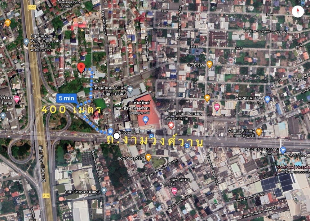 ขายที่ดินนนทบุรี บางใหญ่ บางบัวทอง : ขาย ที่ดิน ซอยงามวงศ์วาน 23 (ซอยวัดบัวขวัญ) นนทบุรี 199 ตร.วา หน้ากว้าง เดินทางสะดวก ห่าง ถ.งามวงศ์วาน เพียง 400 เมตร