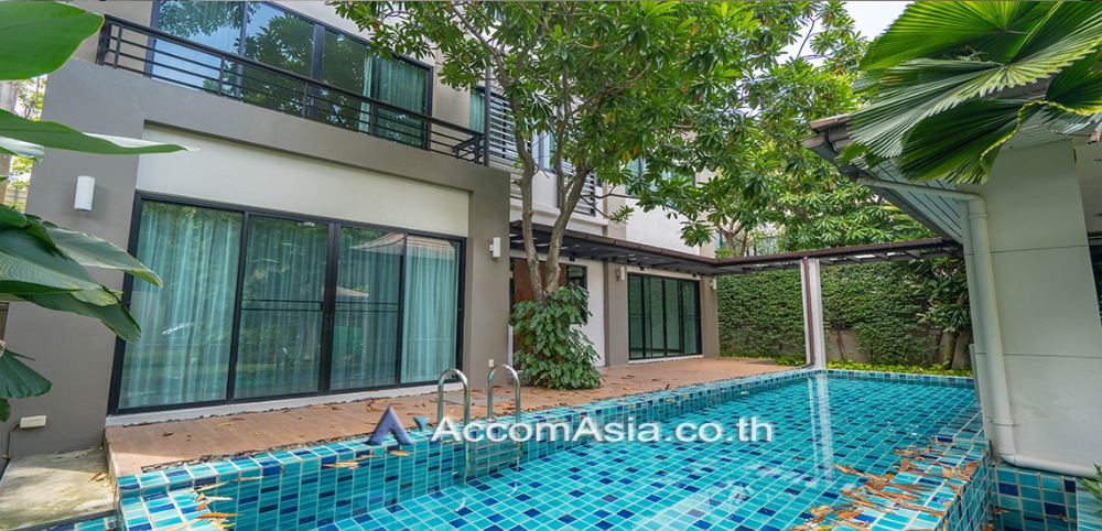 ให้เช่าบ้านสุขุมวิท อโศก ทองหล่อ : 🔼🔽 AccomA Private Swimming Pool | 4 Bedrooms House for Rent in Sukhumvit BTS Thong Lo at Peaceful Living