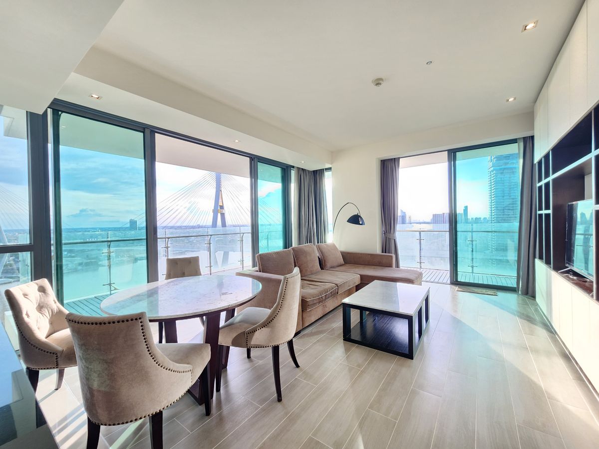 ให้เช่าคอนโดพระราม 3 สาธุประดิษฐ์ : Experience Luxury Living at The Pano Rama 3 - High-Floor 2BR with Stunning Chao Phraya River Views