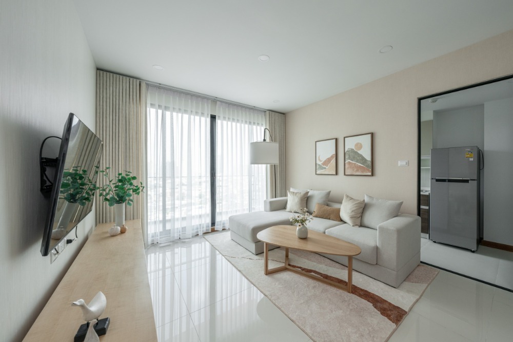 For RentCondoWongwianyai, Charoennakor : 🔥For urgent rent🔥Supalai Premier Charoen Nakhon Condo, 2 bedrooms, size 85.50 sq m., 19th floor, swimming pool view, Scandinavian style room decoration, near Icon Siam