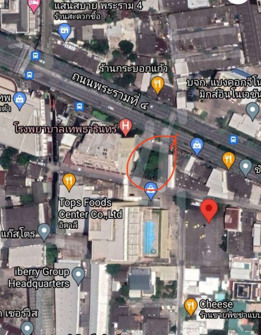 ขายที่ดินคลองเตย กล้วยน้ำไท : ที่ดิน 1 ไร่เศษ 462 ตารางวา ริมถนนพระราม 4 อยู่ติดกับโรงพยาบาลเทพธารินทร์ เข้าออกได้สามทาง